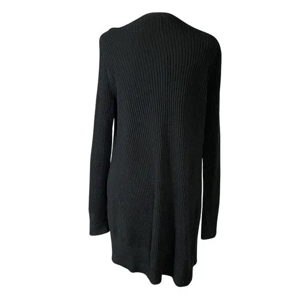 Eileen Fisher Sweater Womens Extra Large Black Merino Wool Ribbed Pullover Long - Picture 1 of 16